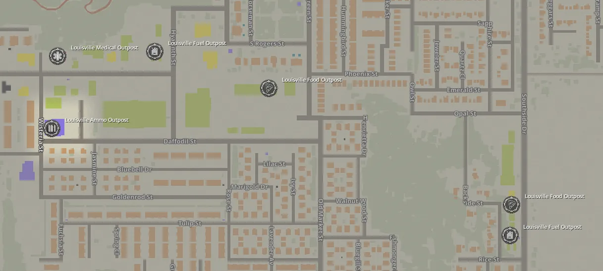 Postos Avançados distribuídos pelo mapa do servidor